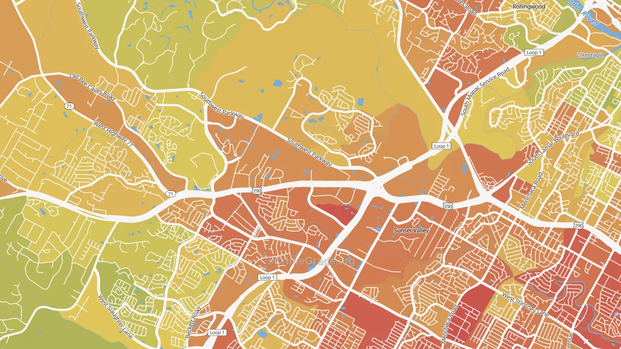 East Oak Hill, Austin, TX Map of Vehicle Theft Rates