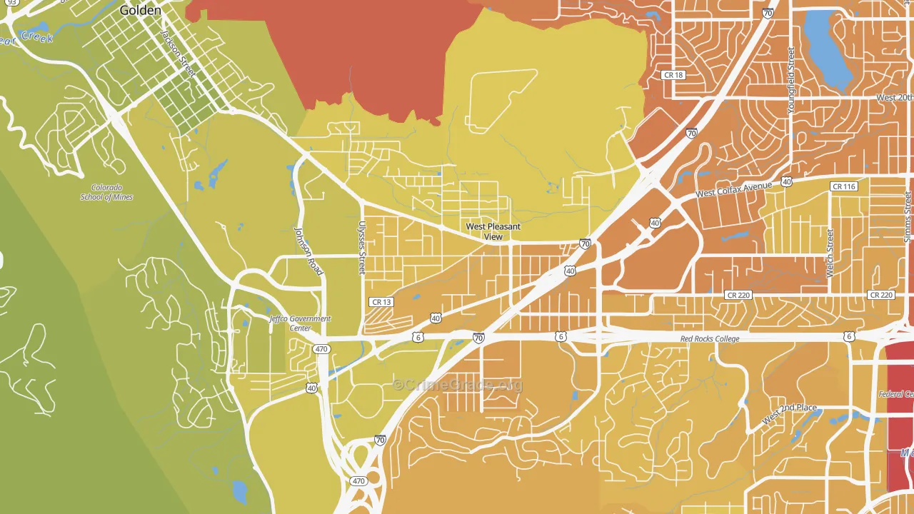 East Old Golden Road, West Pleasant View, CO Map of Vehicle Theft Rates