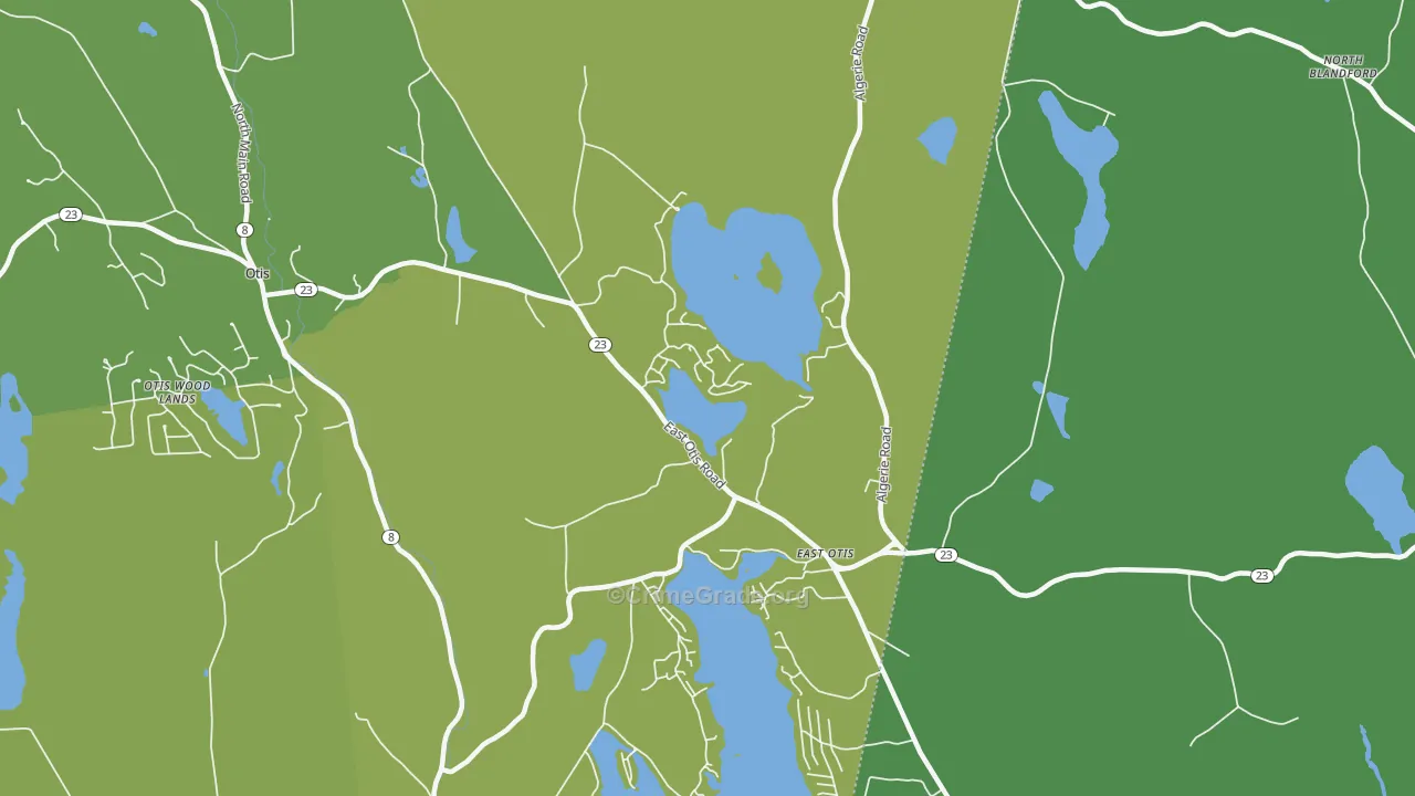 East Otis, MA Map of Vehicle Theft Rates