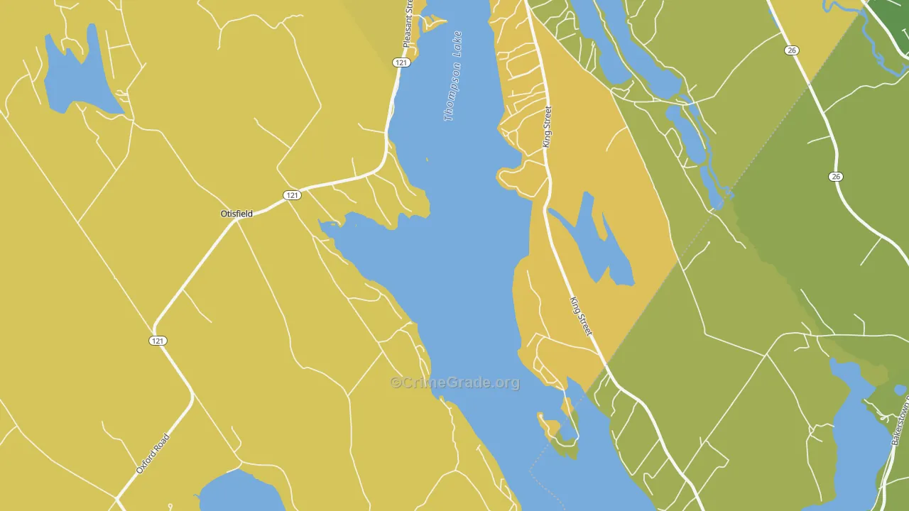 East Otisfield, ME Map of Vehicle Theft Rates
