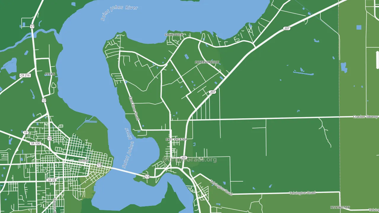 East Palatka, FL Map of Vehicle Theft Rates
