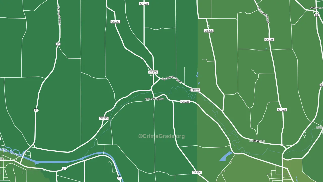 East Palmyra, NY Map of Vehicle Theft Rates