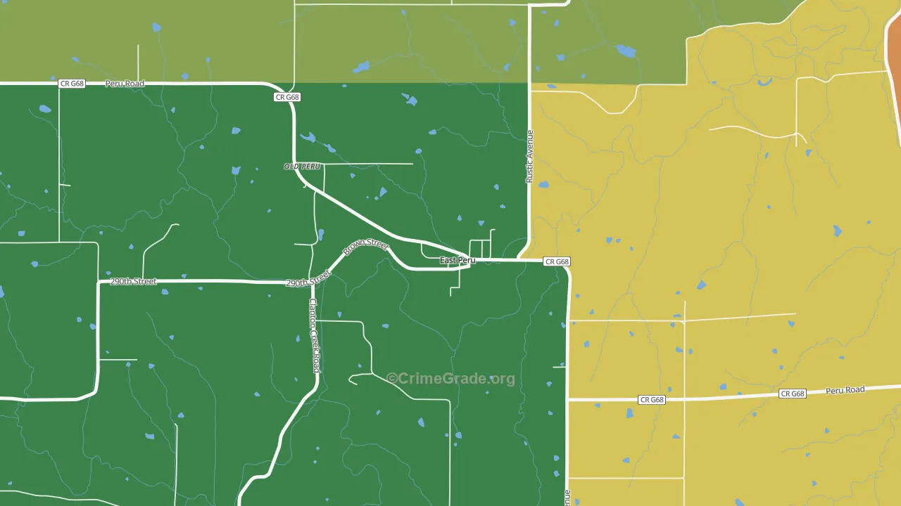East Peru, IA Map of Vehicle Theft Rates