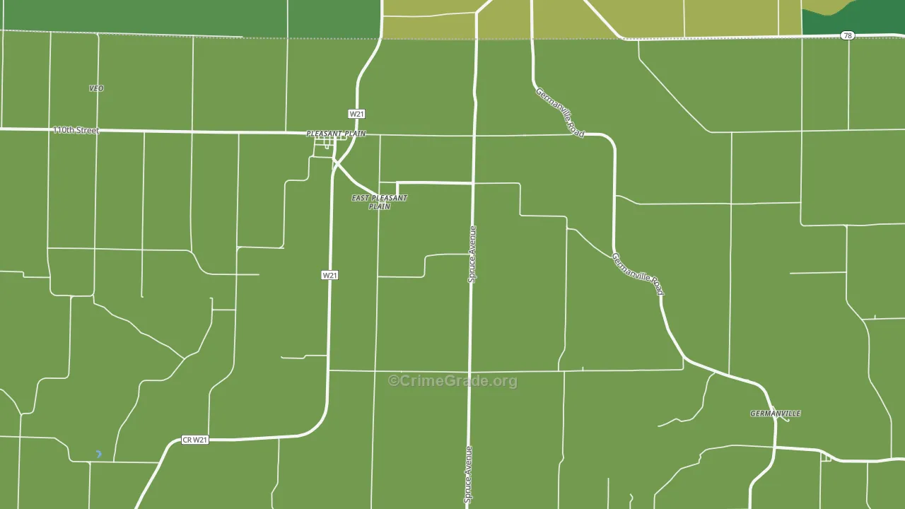 East Pleasant Plain, IA Map of Vehicle Theft Rates