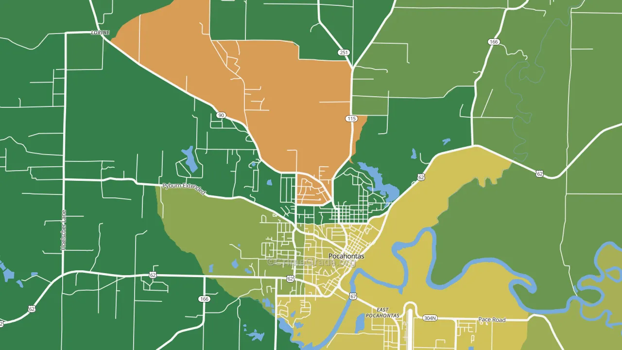 East Pocahontas, AR Map of Vehicle Theft Rates
