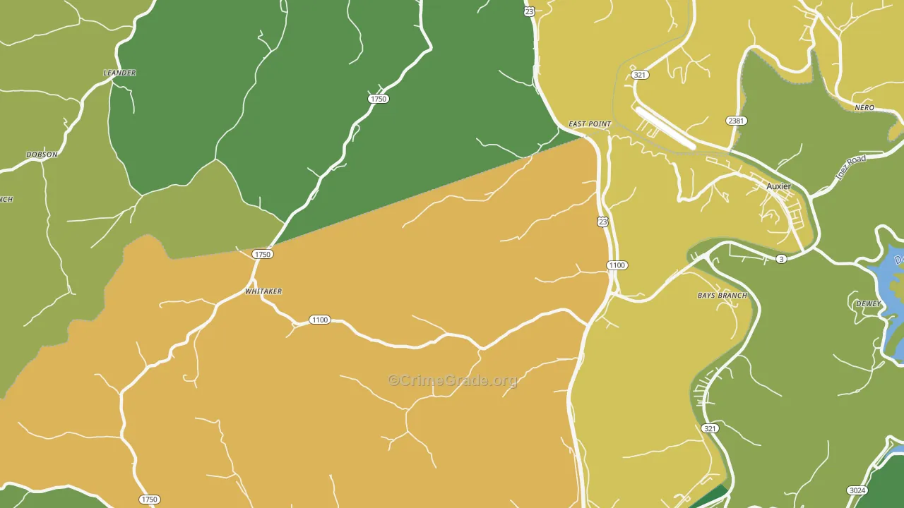 East Point, KY Map of Vehicle Theft Rates