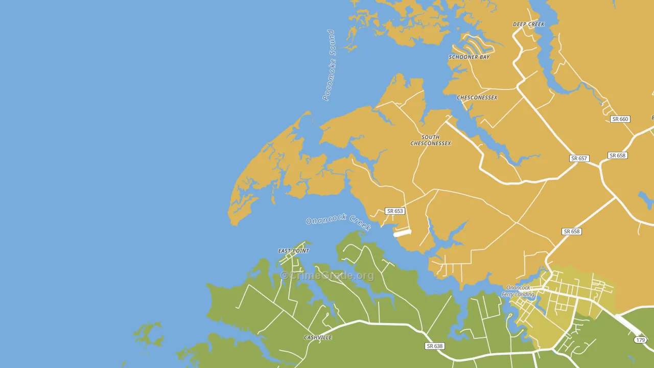 East Point, VA Map of Vehicle Theft Rates
