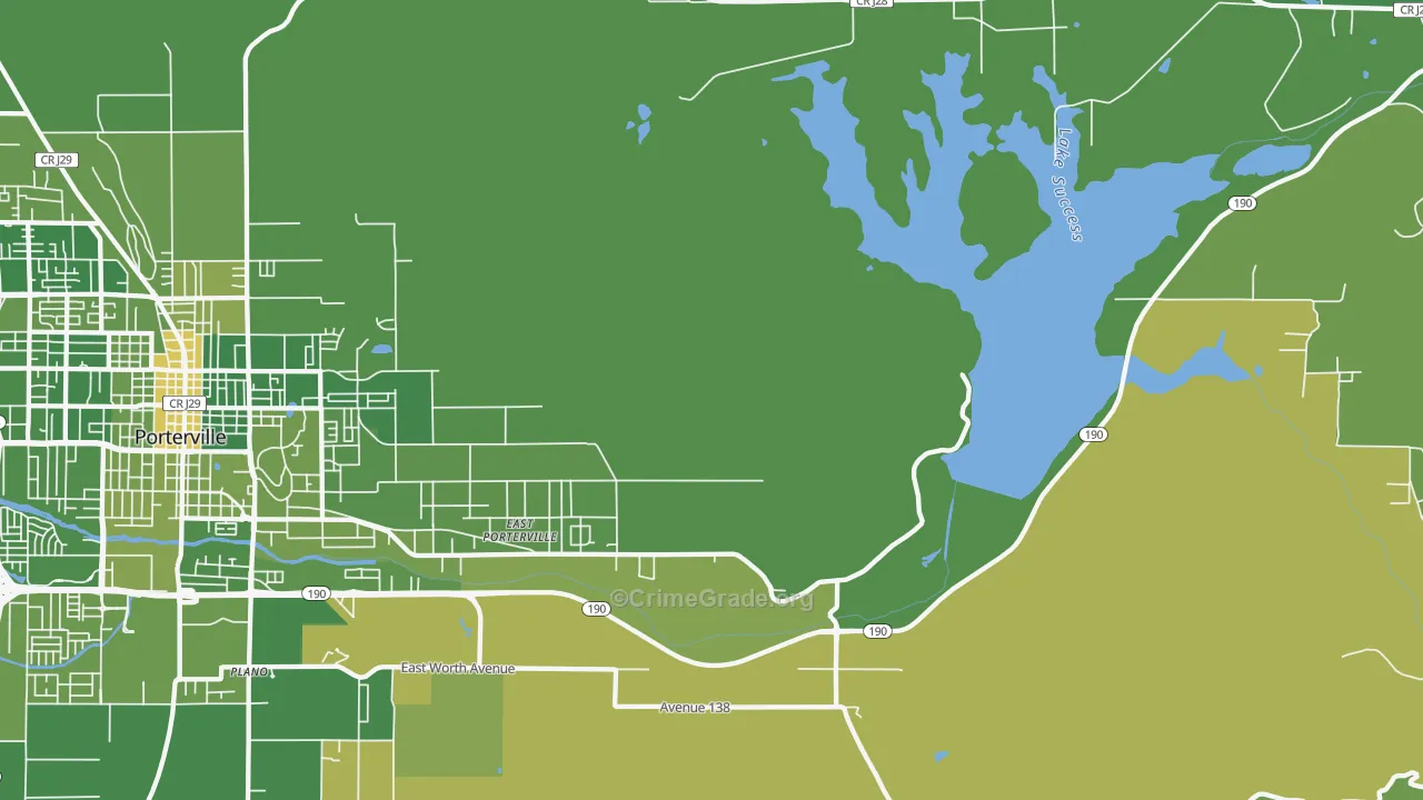 East Porterville, CA Map of Vehicle Theft Rates