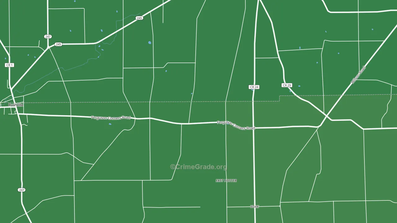 East Potter, NY Map of Vehicle Theft Rates