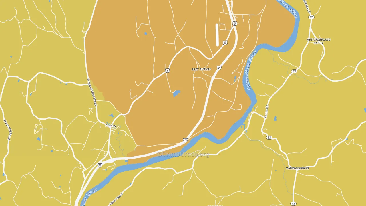 East Putney, VT Map of Vehicle Theft Rates