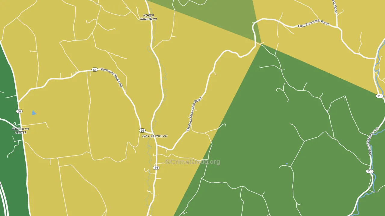 East Randolph, VT Map of Vehicle Theft Rates