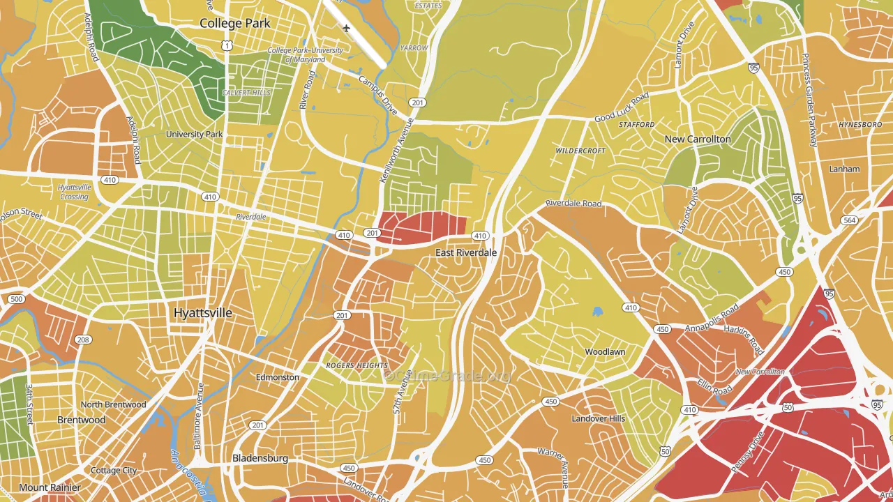 East Riverdale, MD Map of Vehicle Theft Rates