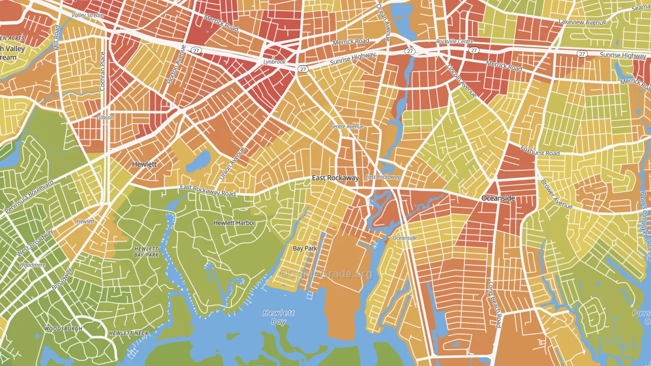 East Rockaway, NY Map of Vehicle Theft Rates