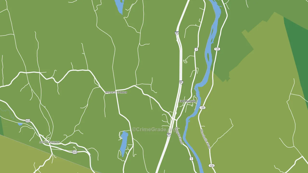 East Ryegate, VT Map of Vehicle Theft Rates