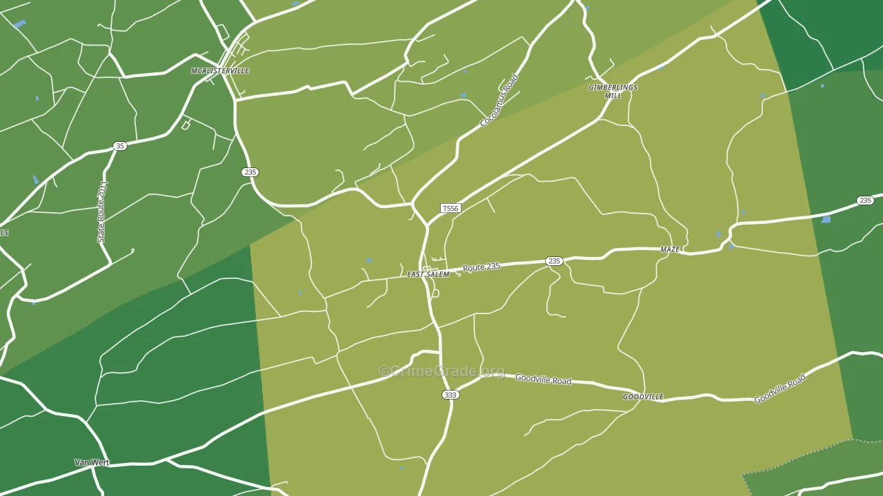 East Salem, PA Map of Vehicle Theft Rates