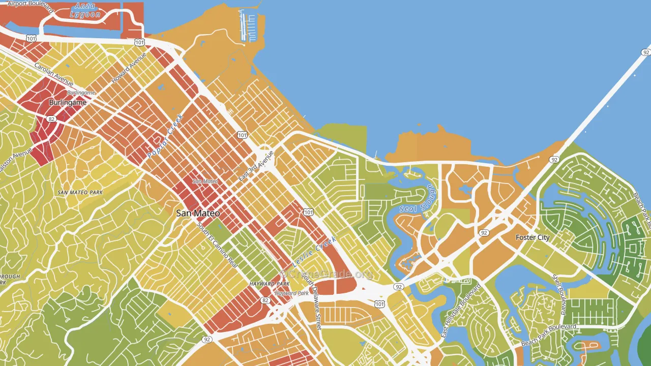 East San Mateo, San Mateo, CA Map of Vehicle Theft Rates