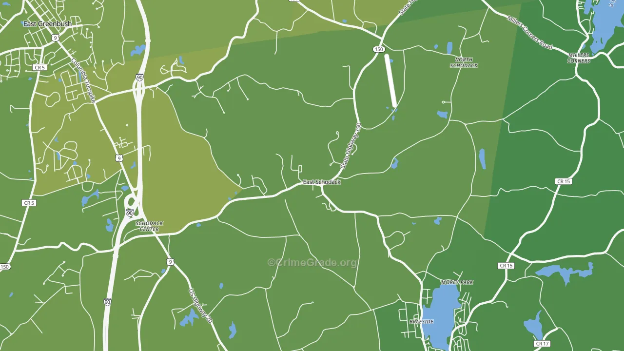 East Schodack, NY Map of Vehicle Theft Rates