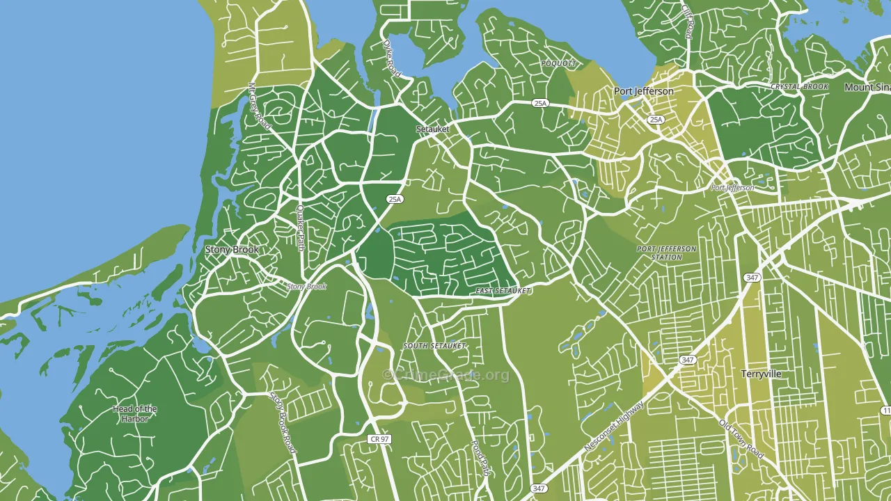 East Setauket, NY Map of Vehicle Theft Rates