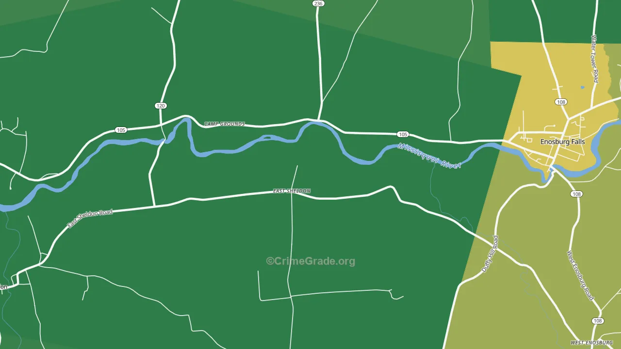 East Sheldon, VT Map of Vehicle Theft Rates