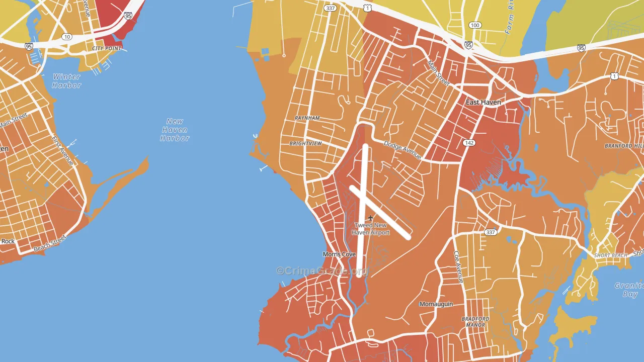 East Shore, East Haven, CT Map of Vehicle Theft Rates