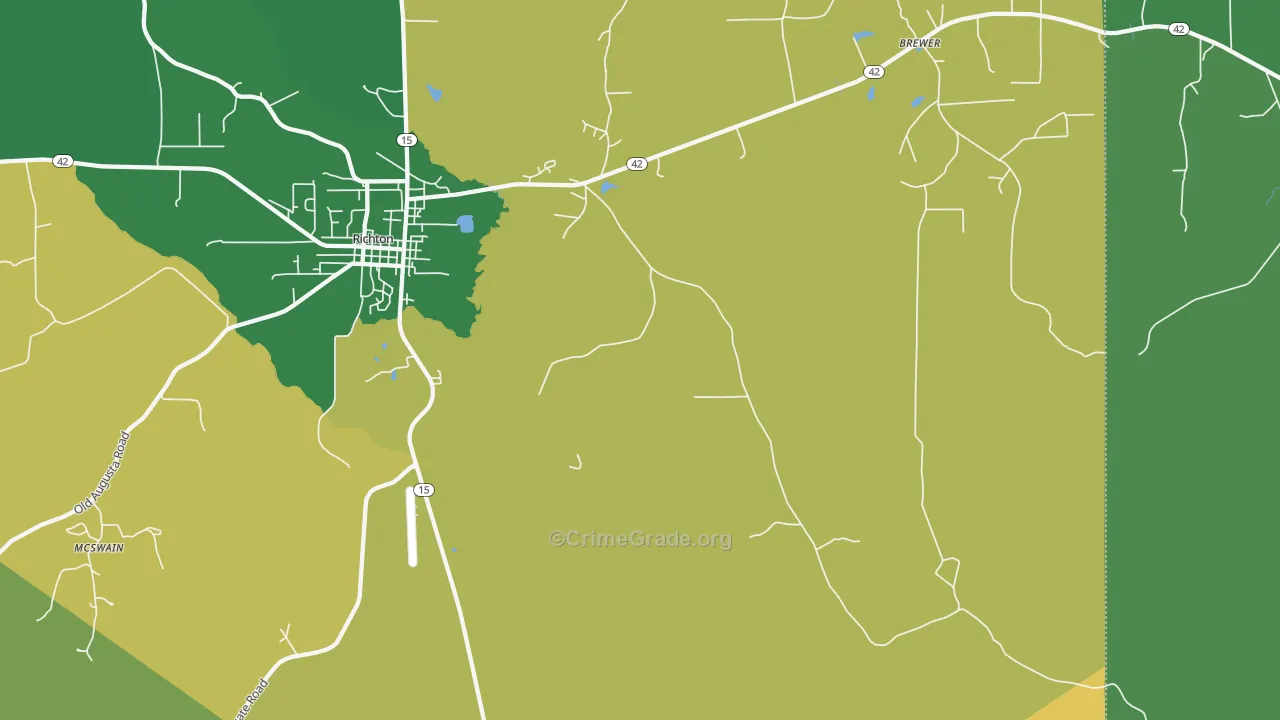 East Side, MS Map of Vehicle Theft Rates