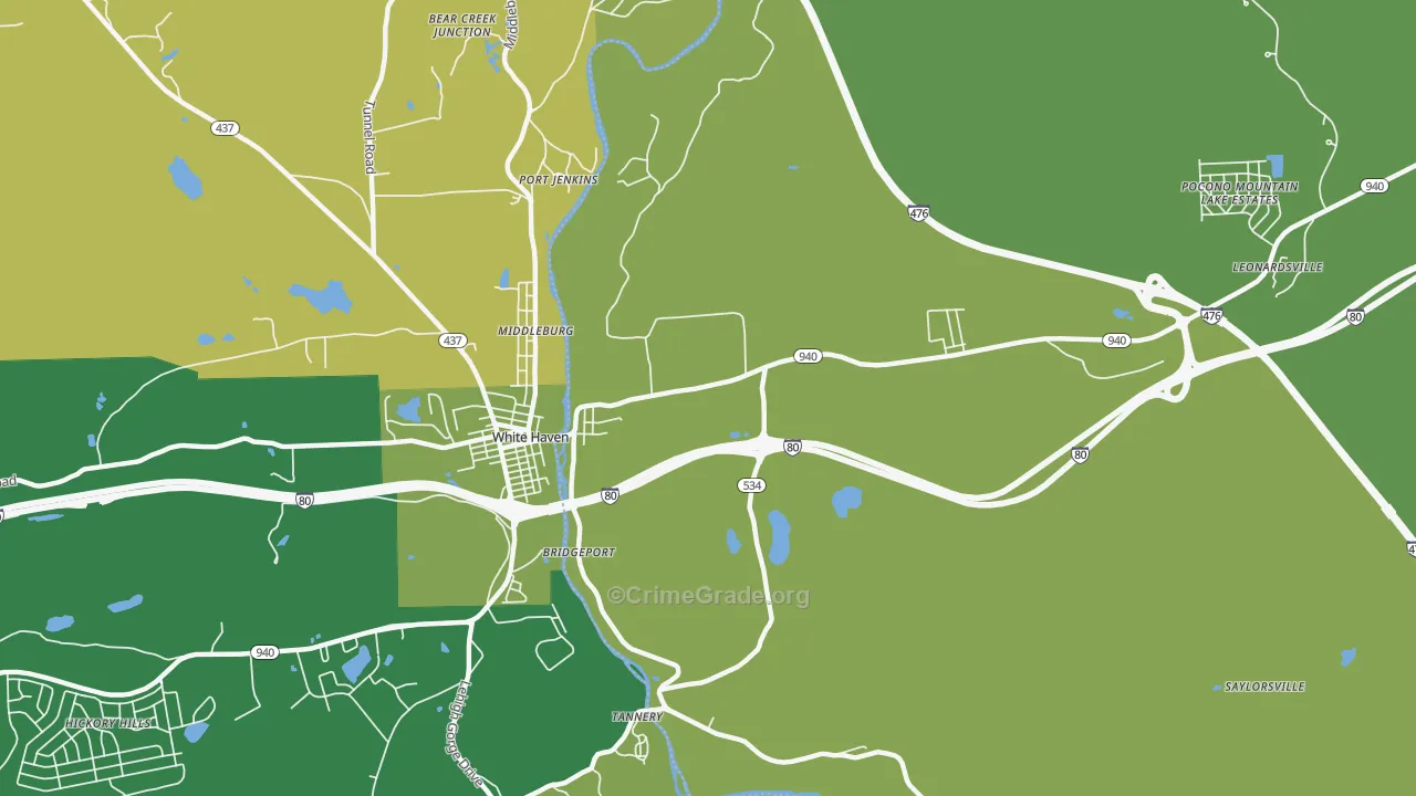 East Side, PA Map of Vehicle Theft Rates