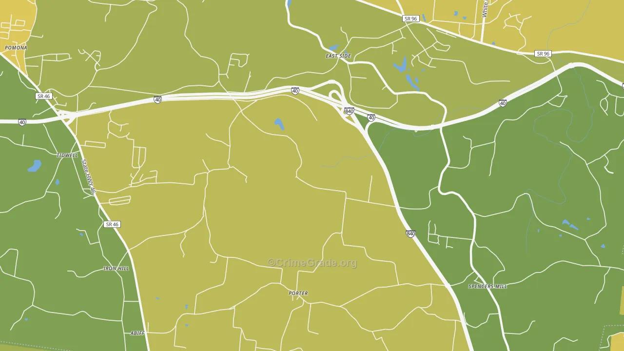 East Side, TN Map of Vehicle Theft Rates