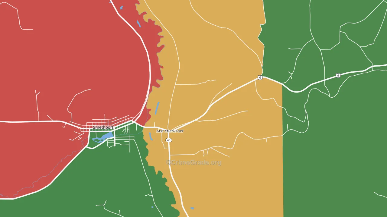 East Smethport, PA Map of Vehicle Theft Rates