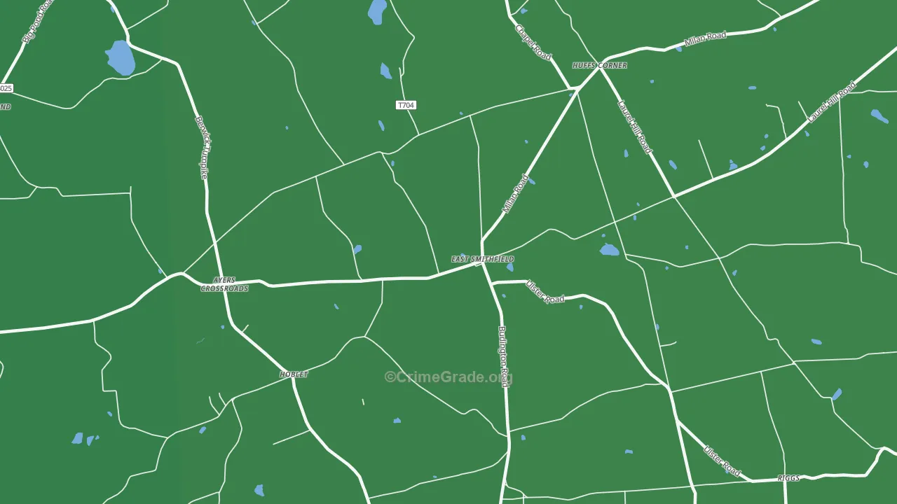 East Smithfield, PA Map of Vehicle Theft Rates