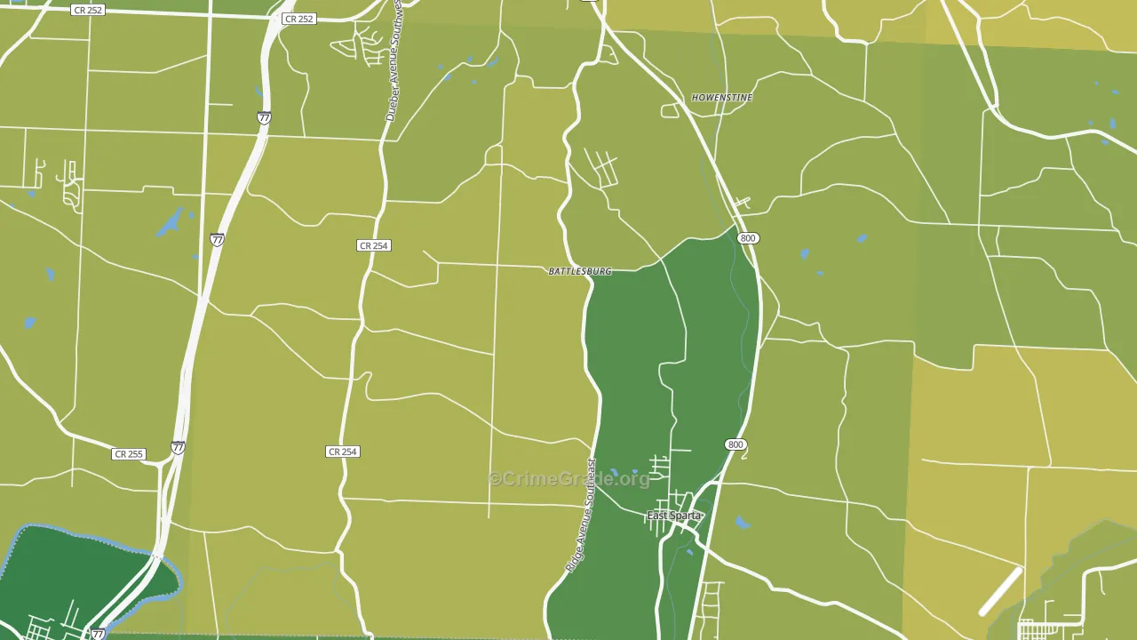 East Sparta, OH Map of Vehicle Theft Rates
