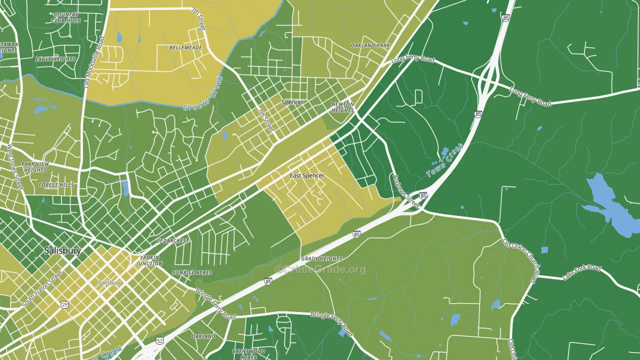 East Spencer, NC Map of Vehicle Theft Rates