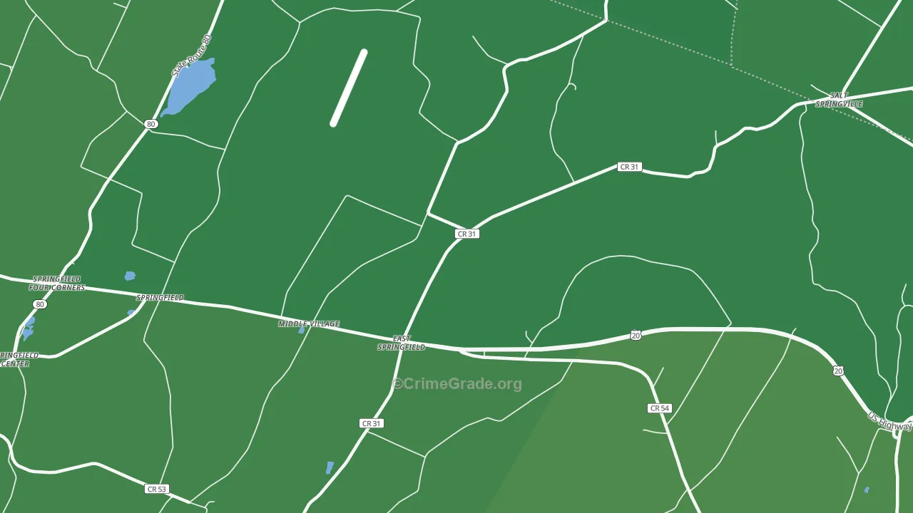 East Springfield, NY Map of Vehicle Theft Rates