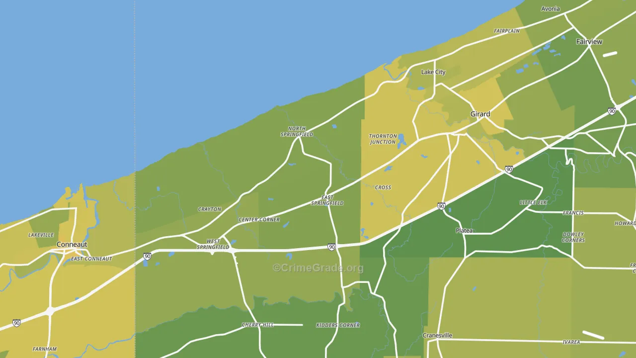 East Springfield, PA Map of Vehicle Theft Rates