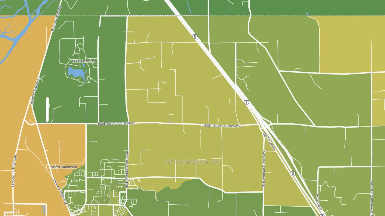 East Stanwood, WA Map of Vehicle Theft Rates