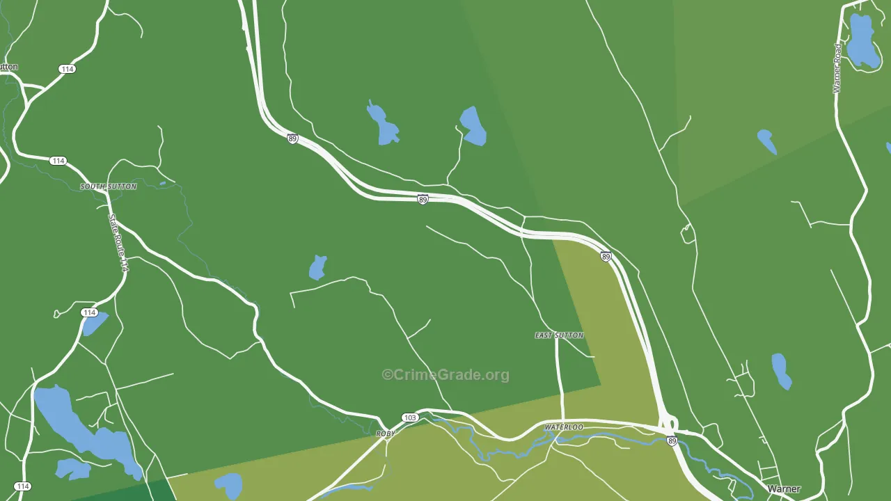 East Sutton, NH Map of Vehicle Theft Rates
