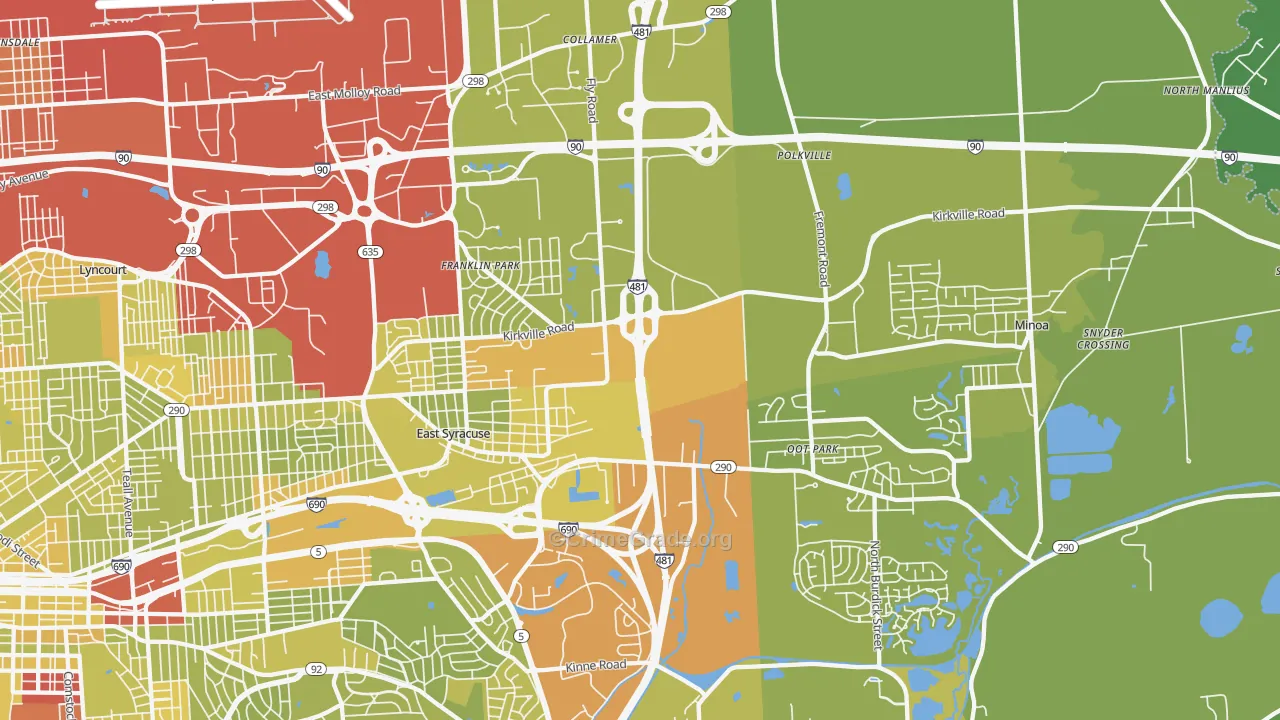 East Syracuse, NY Map of Vehicle Theft Rates