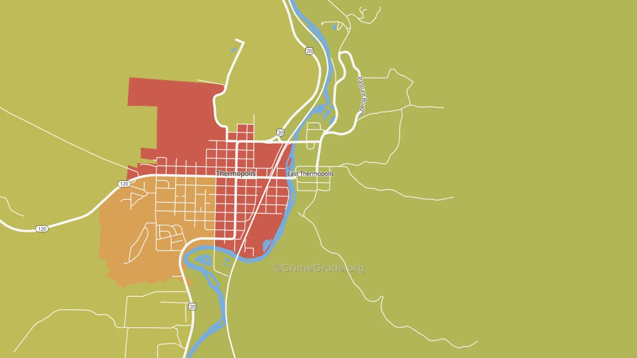 East Thermopolis, WY Map of Vehicle Theft Rates