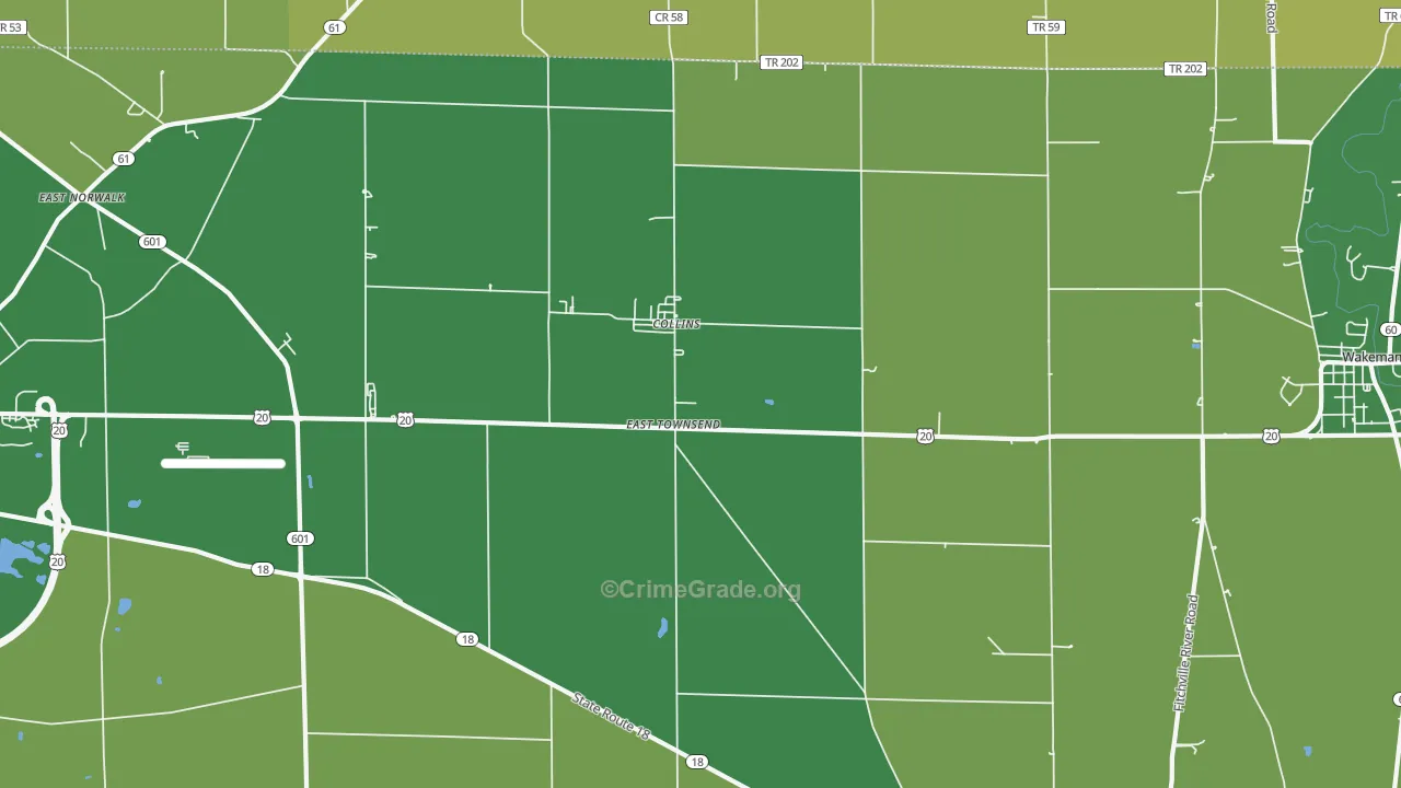 East Townsend, OH Map of Vehicle Theft Rates