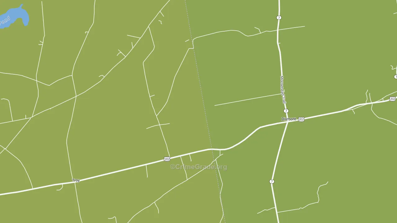 East Troy, ME Map of Vehicle Theft Rates