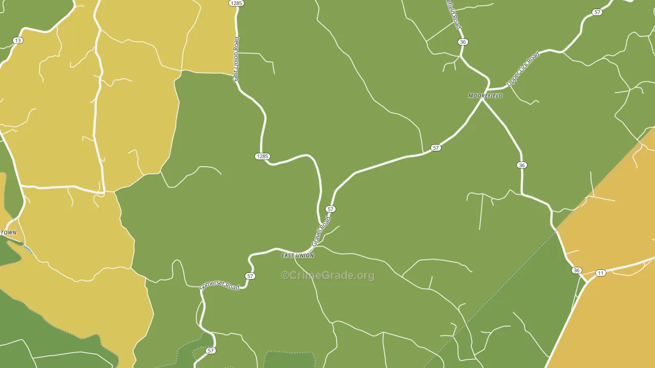East Union, KY Map of Vehicle Theft Rates