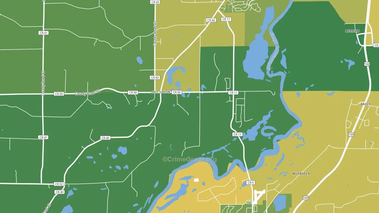 East Union, MN Map of Vehicle Theft Rates
