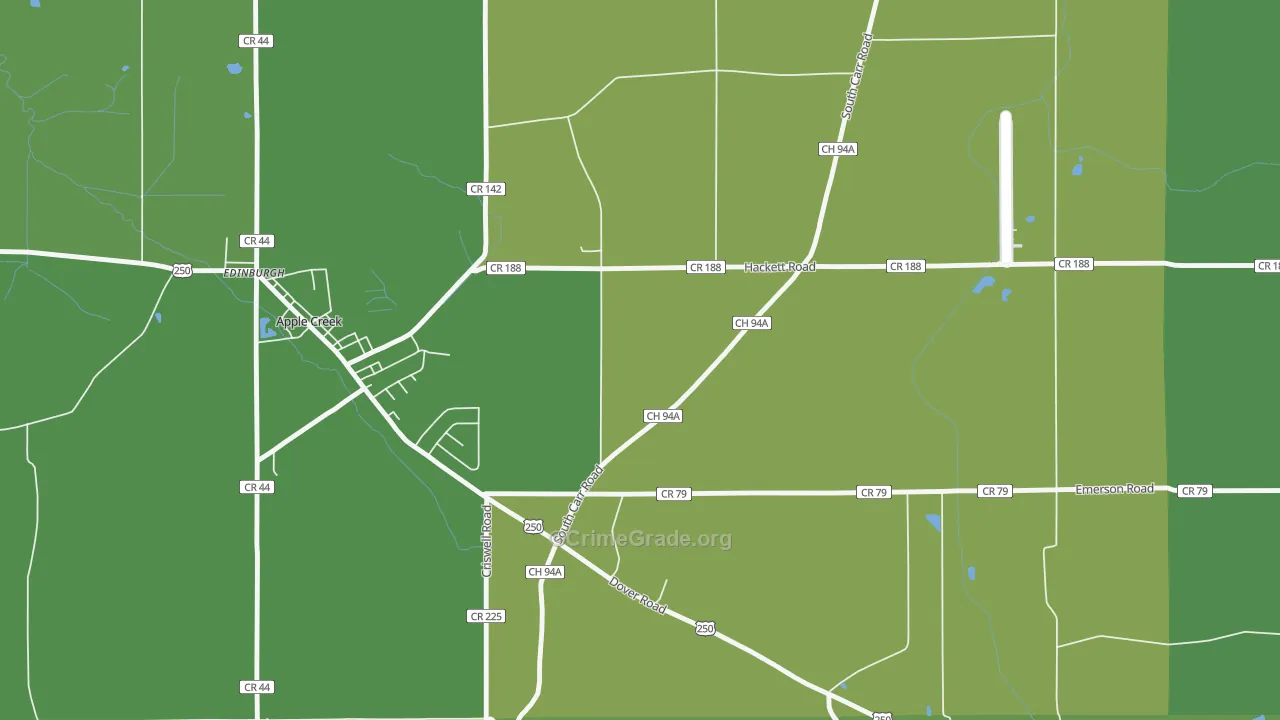 East Union, OH Map of Vehicle Theft Rates