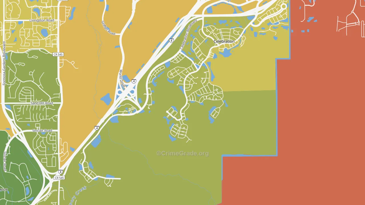 East Village, Celebration, FL Map of Vehicle Theft Rates