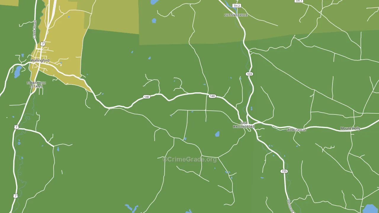 East Wallingford, VT Map of Vehicle Theft Rates