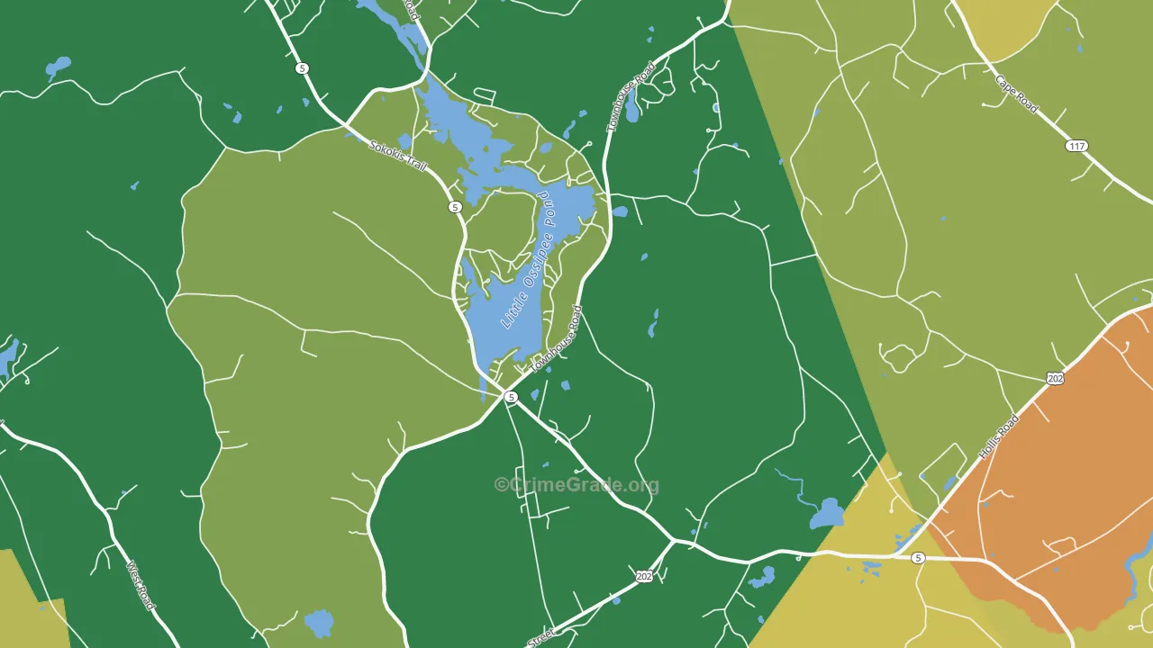 East Waterboro, ME Map of Vehicle Theft Rates
