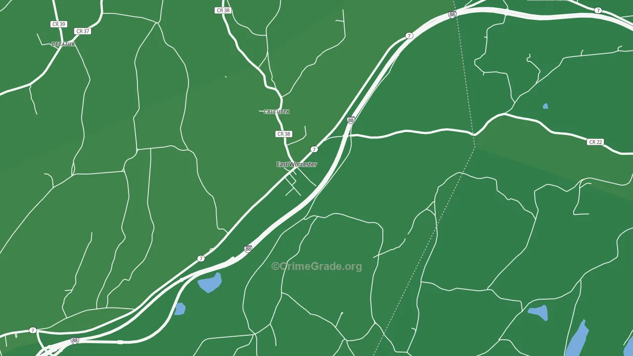 East Worcester, NY Map of Vehicle Theft Rates