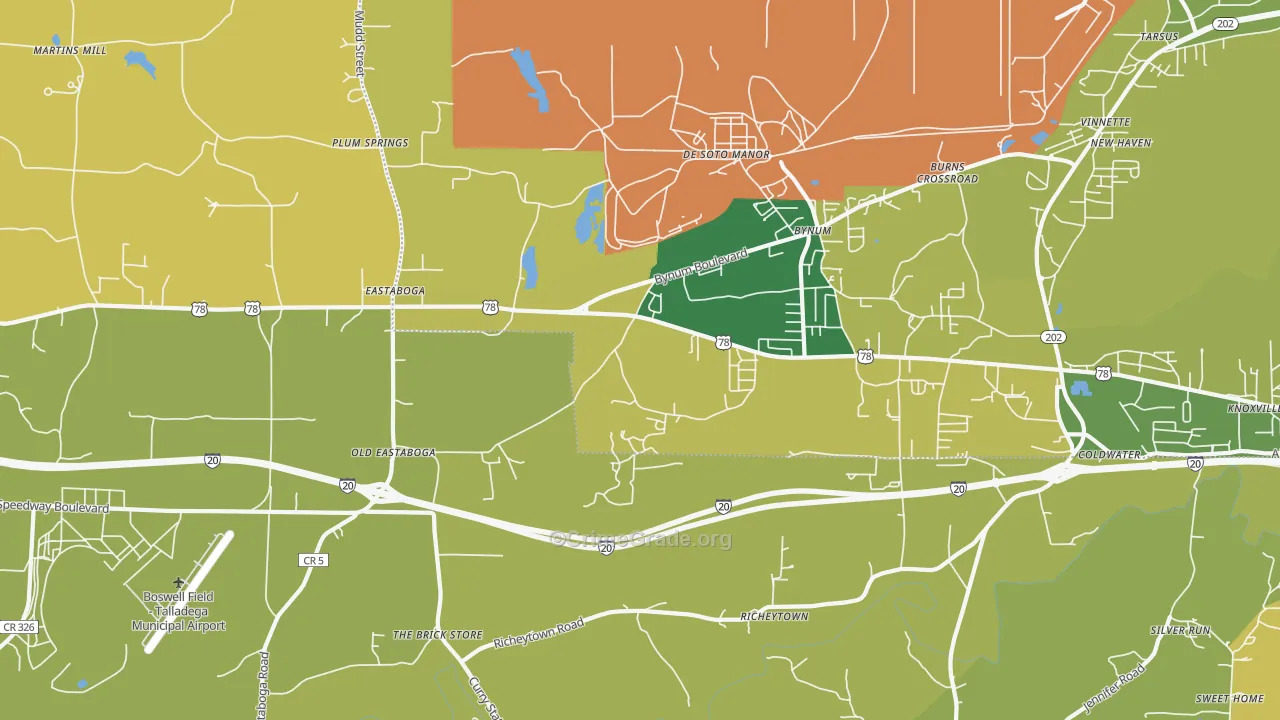 Eastaboga, AL Map of Vehicle Theft Rates