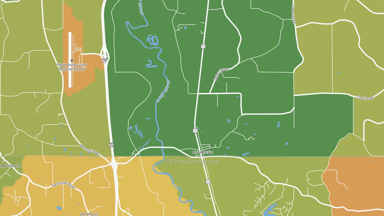 Eastabuchie, MS Map of Vehicle Theft Rates