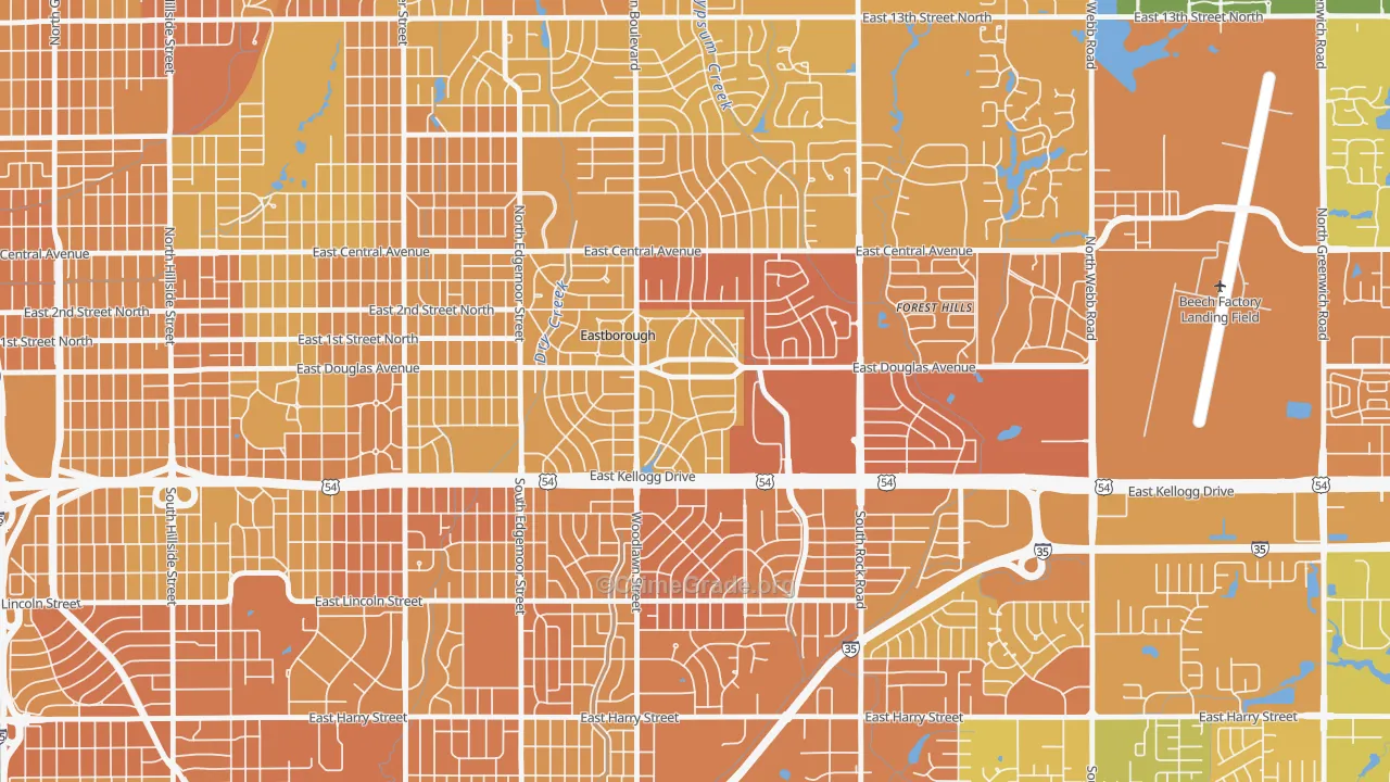 Eastborough, KS Map of Vehicle Theft Rates