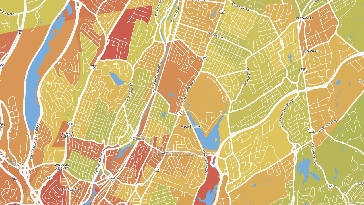 Eastchester, NY Map of Vehicle Theft Rates